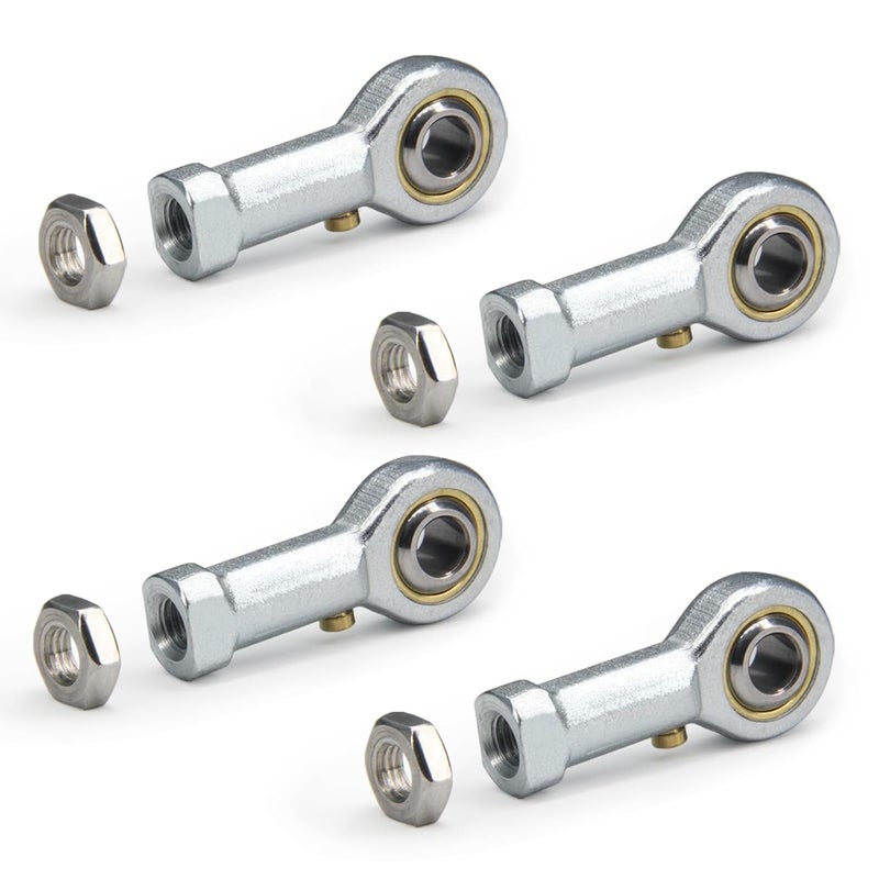 Yeebyee PHSB4 Rod End Bearings 1/4-inch Bore Pre-Lubricated Bearings 1/4-28 Female Thread Right Hand with Jam Nuts, 4pcs/Pack - Image 1